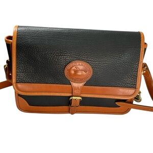 Dooney & Bourke All Weather Pebbled Leather Flap Crossbody Bag Black Brown